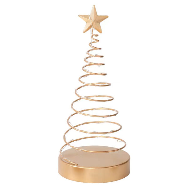 Spiral Xmas Golden Metal Tree with LED Light