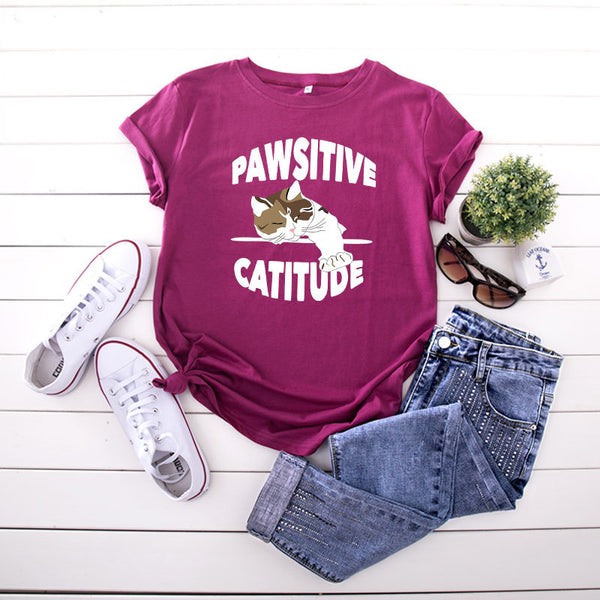 Pawsitive Catitude Cotton T-shirt