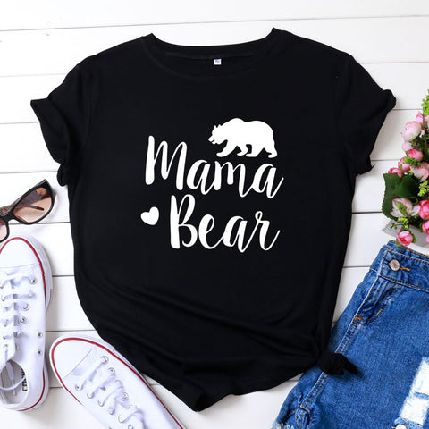 Mama Bear Cotton T-shirt/black