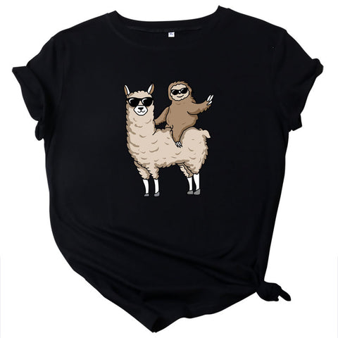 Alpaca and Sloth Cotton T-shirt