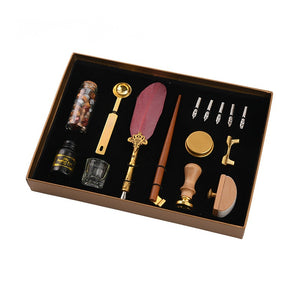 Gloss Feather Calligraphy Dip Pen & Seal Wax Gift Set