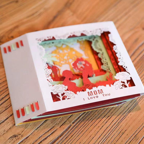 3D Greeting Card - Mom I Love You (paper art box)