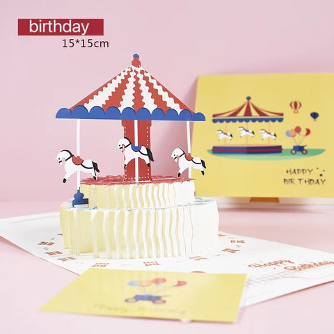 3D Greeting Card- Birthday (merry-go-round)