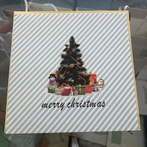 3D Greeting Card - Christmas Tree (blue&white front)