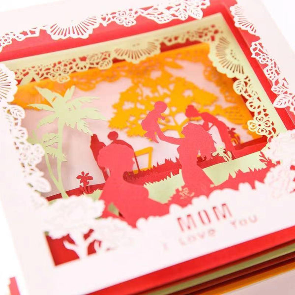 3D Greeting Card - Mom I Love You (paper art box)