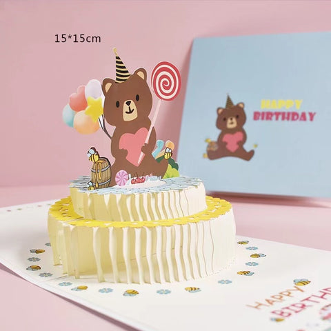 3D Greeting Card - Birthday Card Blue Bear