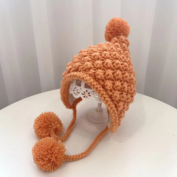 Kids’ Winter Crochet Earflap Beanie with Pom Pom