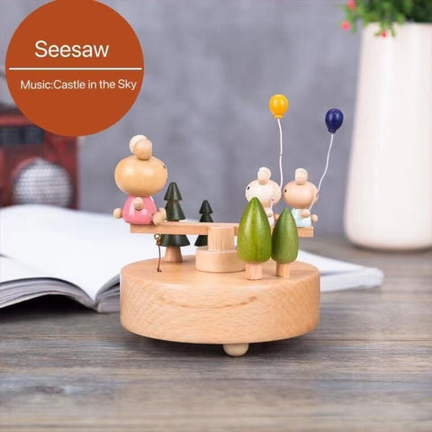 Solid Wood Rotatable Wind Up Music Box