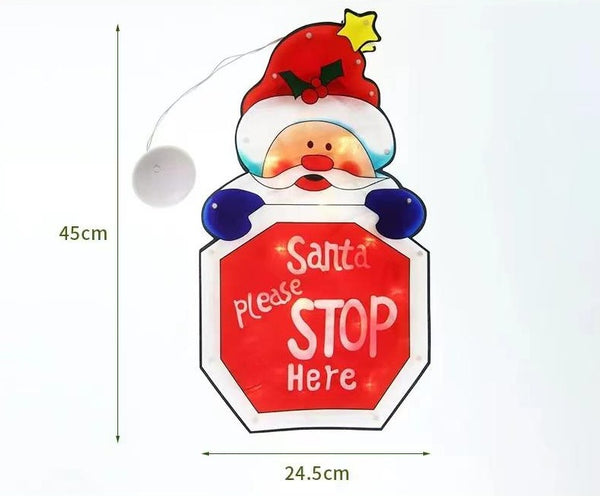 Large Xmas Silhouette Window LED Light with Suction Cup