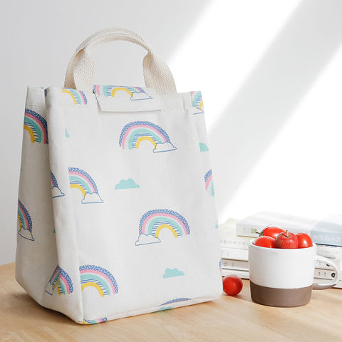 Insulated Lunch Bag(rainbow/cactus pattern)