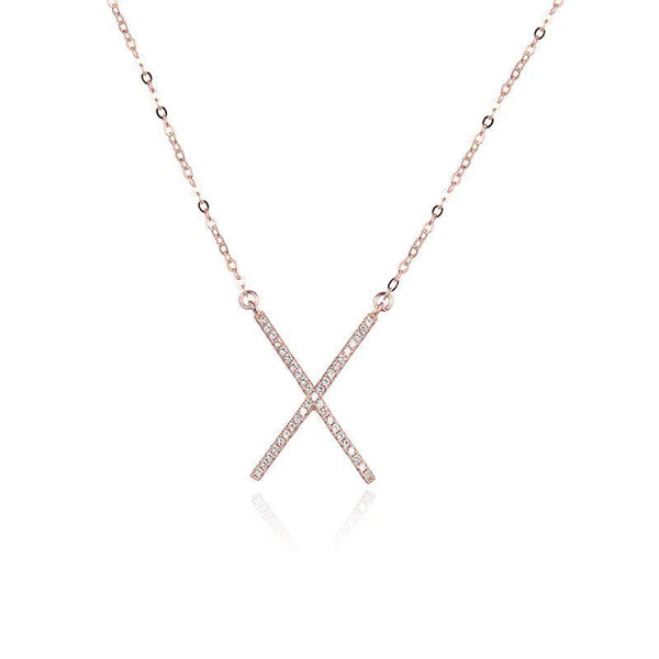s925 Silver Electroplating Rose Gold Necklace - X