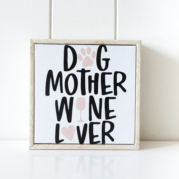 Dog Mother Wine Lover - Framed Canvas