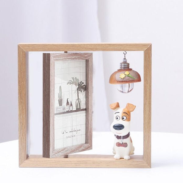 Dog/Cat Double-side Photo Frame with Light