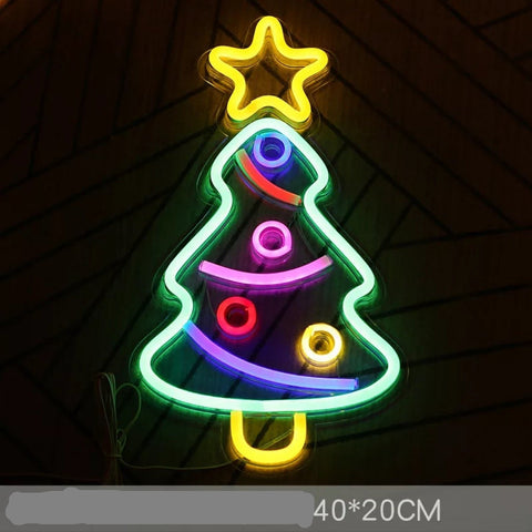 Neon Light Sign - Colourful Christmas Tree