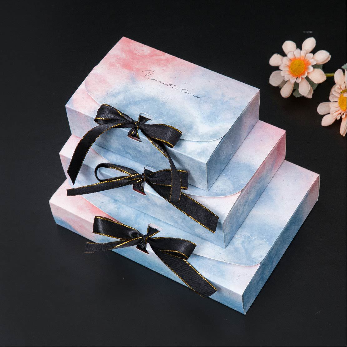 Art Paper Gift Box with Ribbon