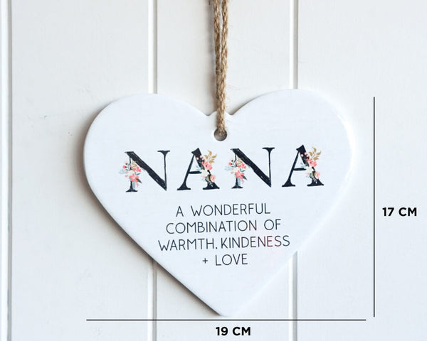 Nana warmth kindness and love (heart)-Hanging Wall Plaque