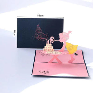 3D Birthday Card - Girl Blowing Candle