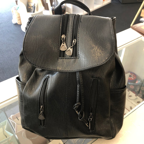 Black Backpack - double chains