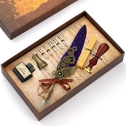 Feather Pen and Seal Stamp Gift Set