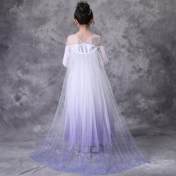 Elsa Dress (white and purple) with Cape Long Sleeve