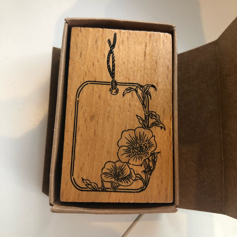 Wooden Rubber Stamp - Flower Frame