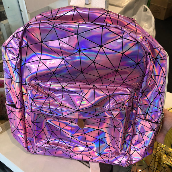 Glossy Mesh Pattern Backpack